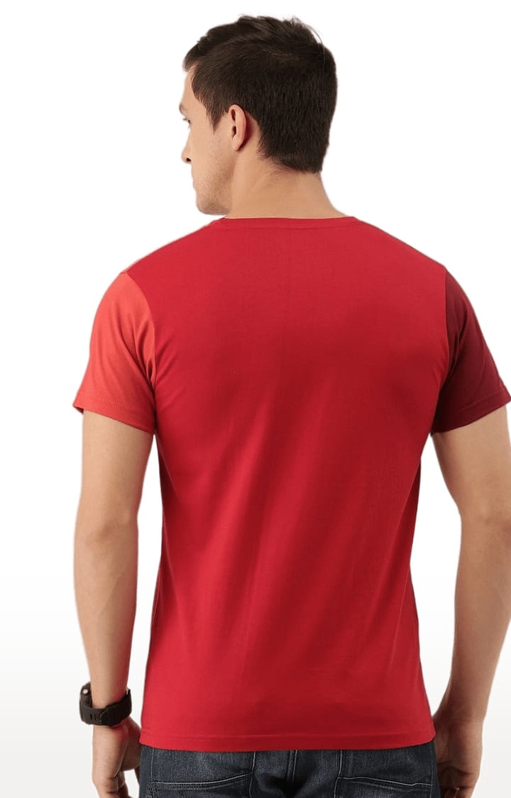Men's Red Colourblock Regular T-Shirts