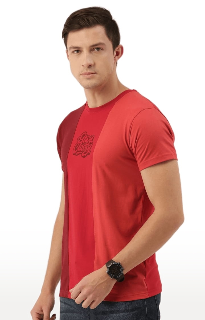 Men's Red Colourblock Regular T-Shirts