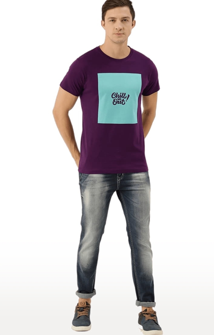 Men's Purple Printed Regular T-Shirts