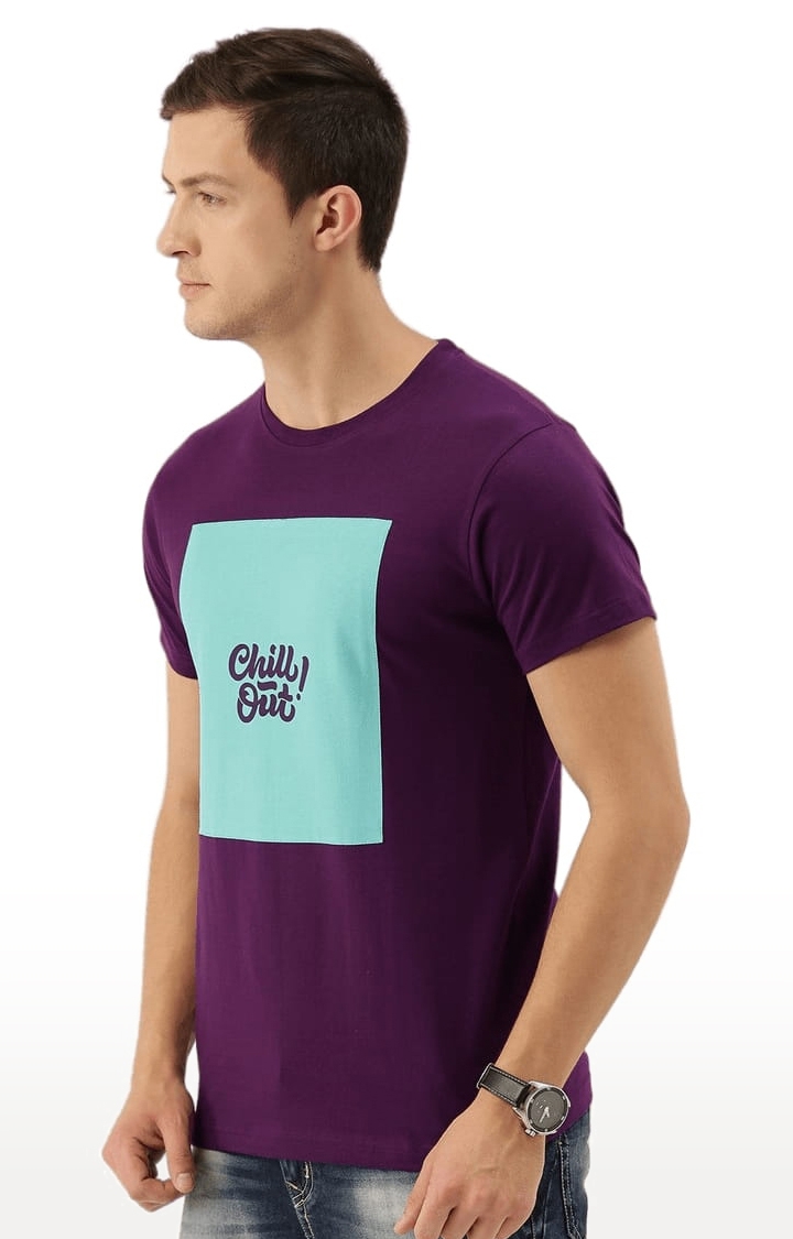 Men's Purple Printed Regular T-Shirts
