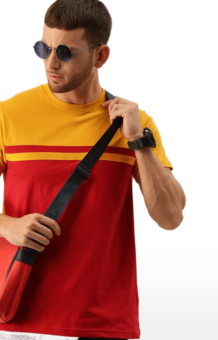 Dillinger | Men's Red Colourblock Regular T-Shirts 3