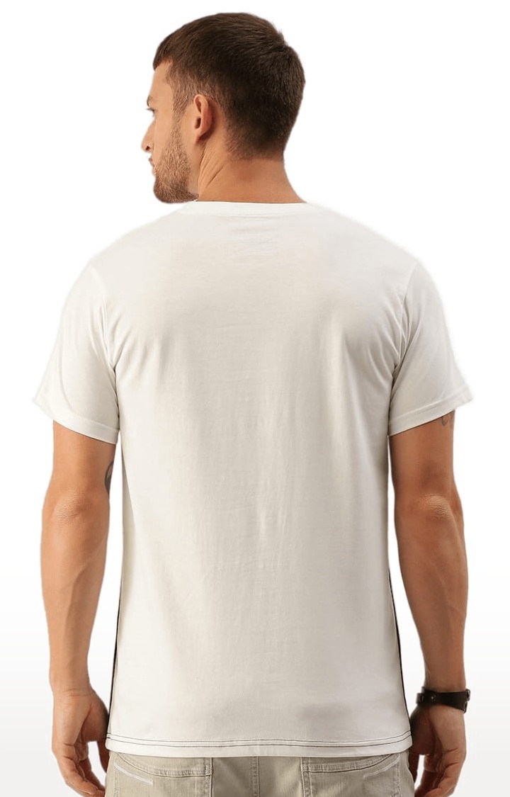 Men's White Colourblock Regular T-Shirts