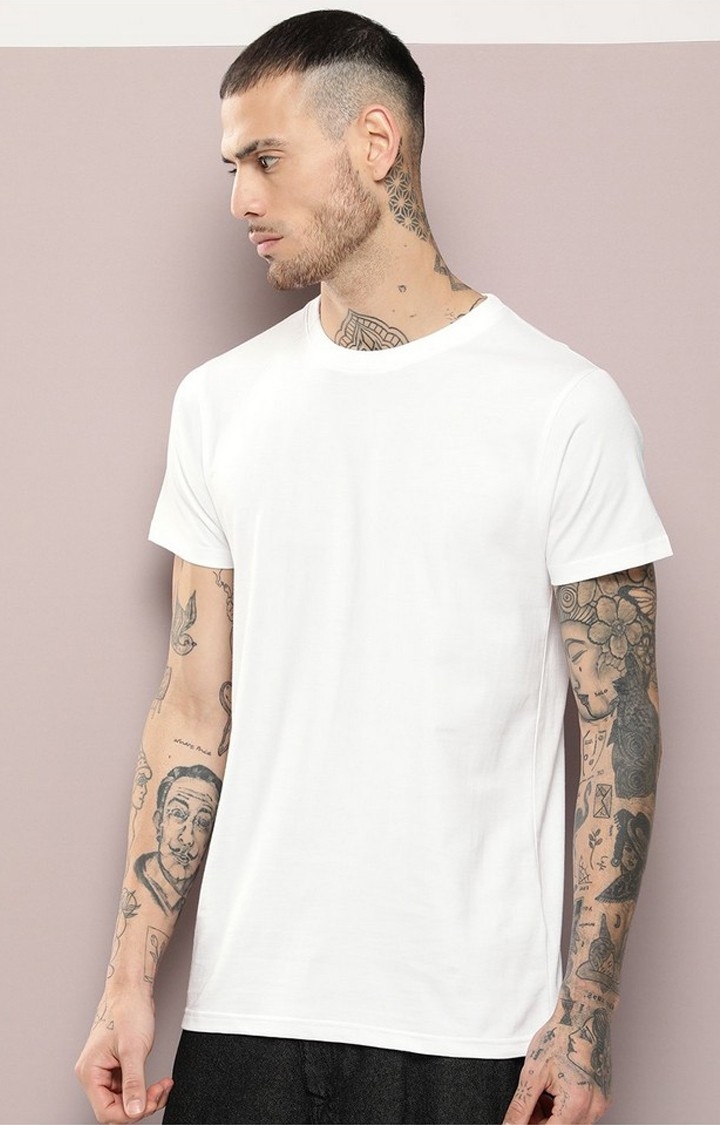 Dillinger Men's White Plain T-Shirt