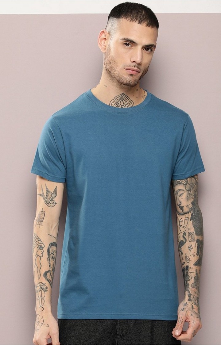 Dillinger | Men's  Teal Blue Plain T-Shirt