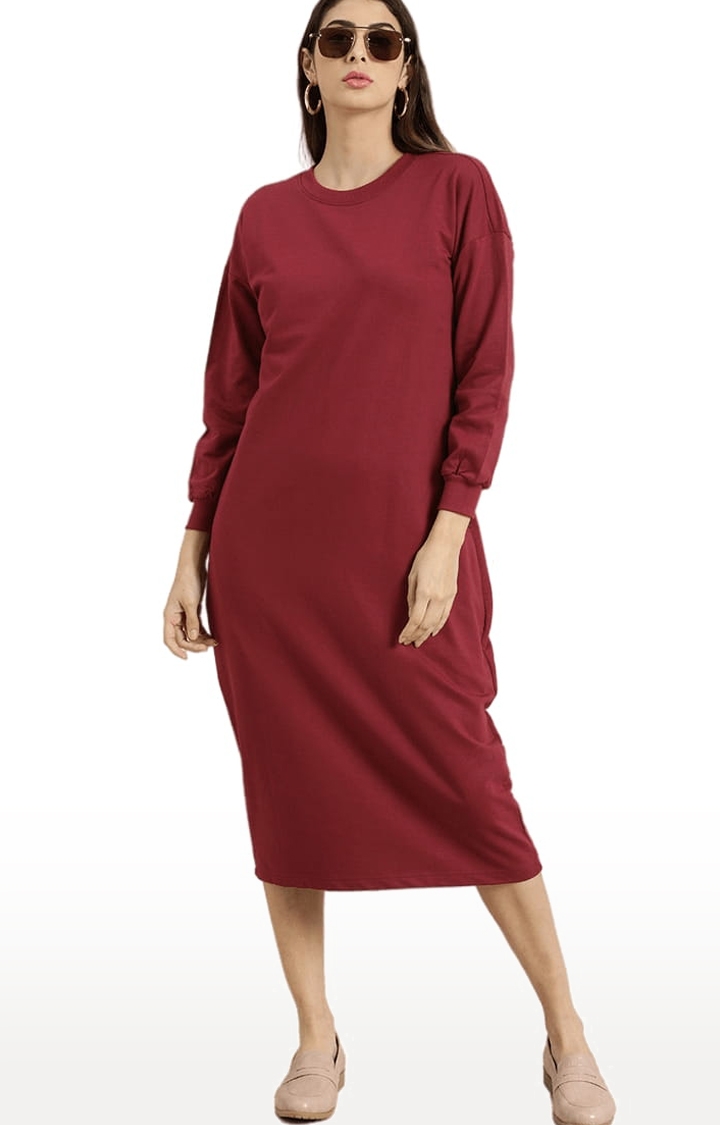 Dillinger | Women's Red Solid Sheath Dress 1