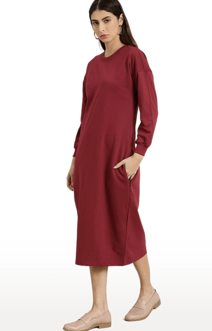 Dillinger | Women's Red Solid Sheath Dress 2