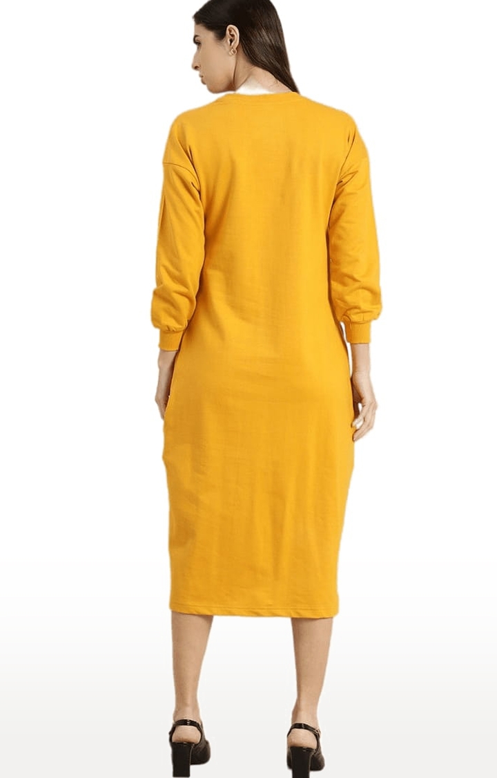 Dillinger | Women's Yellow Solid Sheath Dress 3