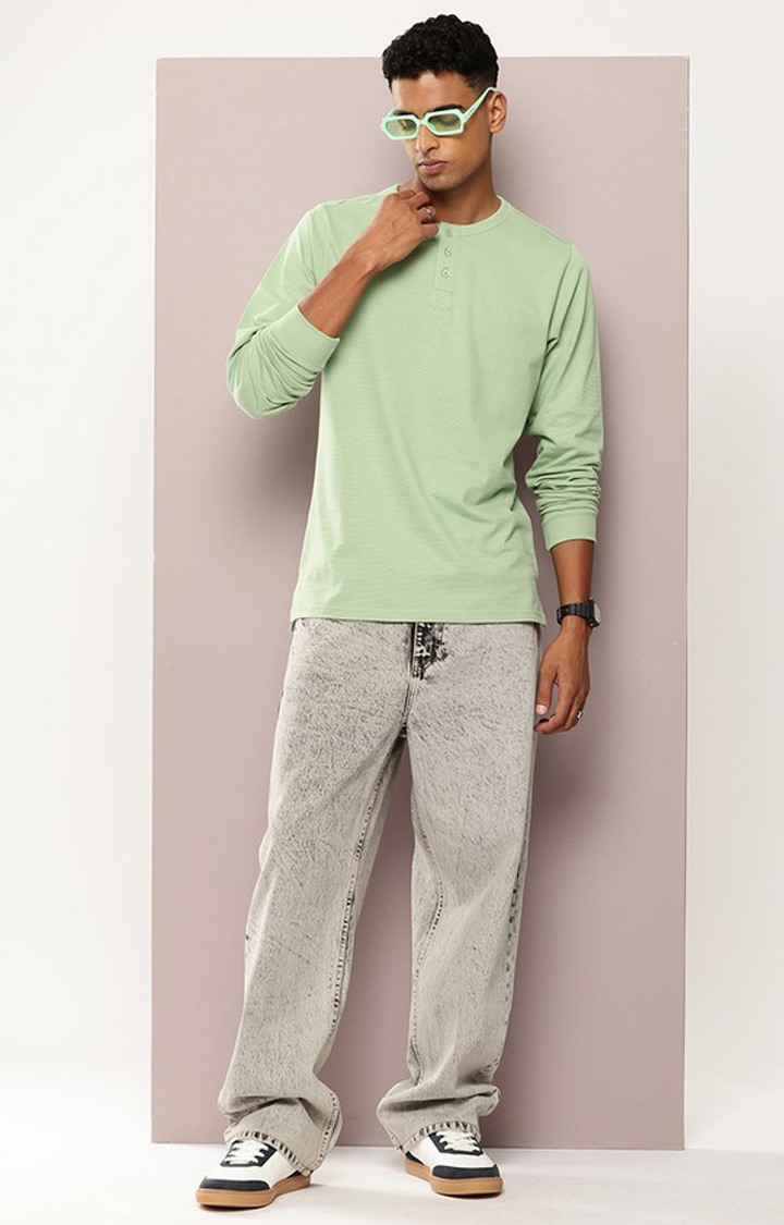 Men's Grey Denim Baggy Fit Jeans