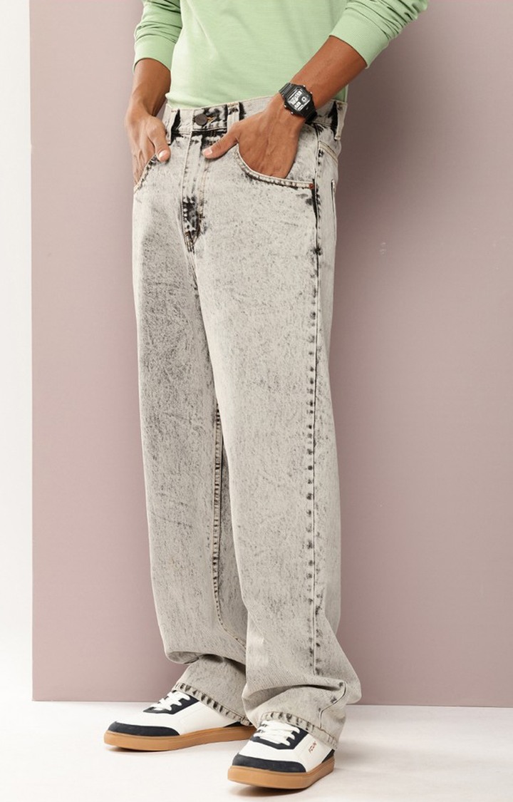 Men's Grey Denim Baggy Fit Jeans