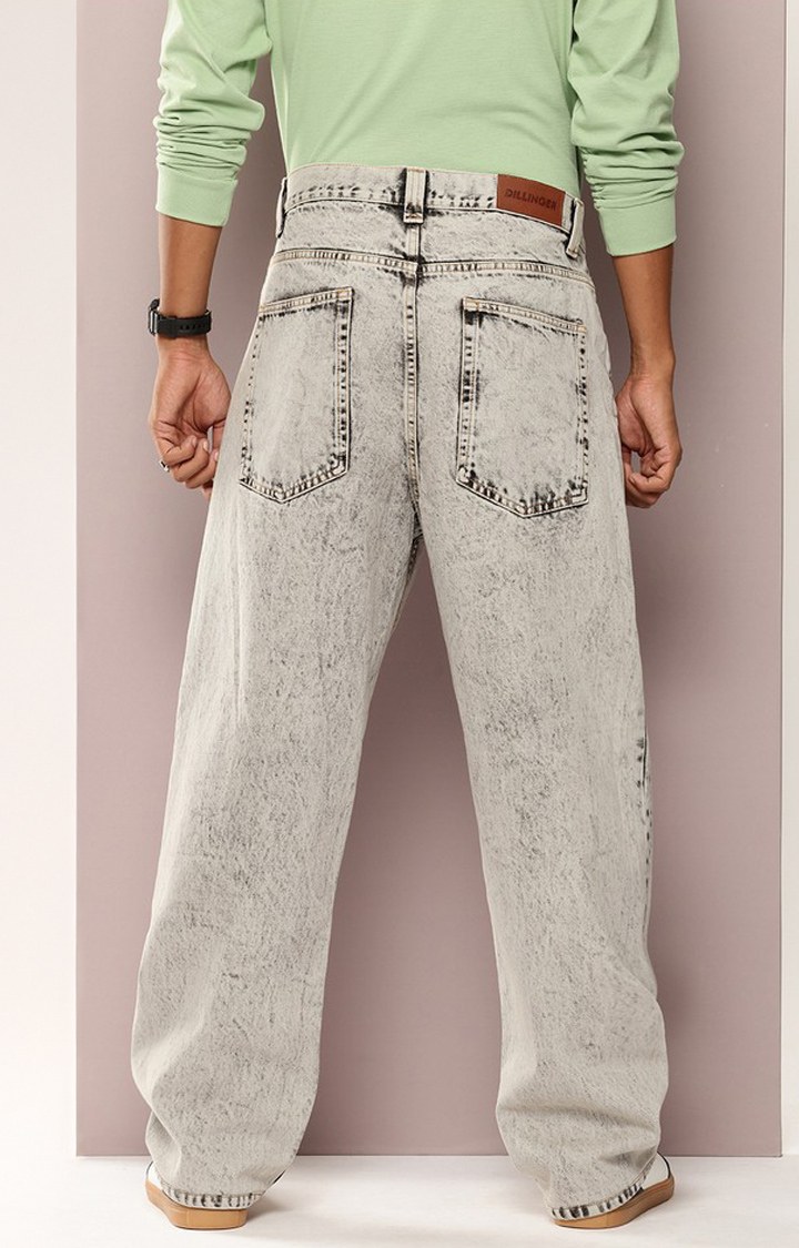 Men's Grey Denim Baggy Fit Jeans