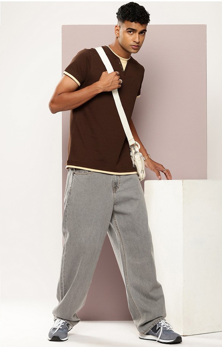 Men's Grey Denim Baggy Fit Jeans
