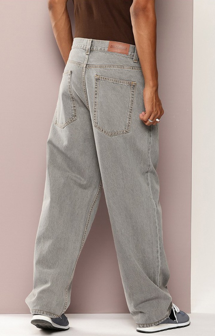 Men's Grey Denim Baggy Fit Jeans