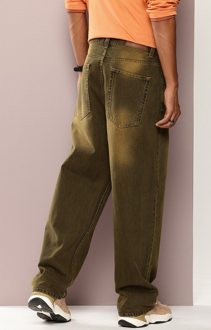 Men's Mustard Denim Baggy Fit Jeans