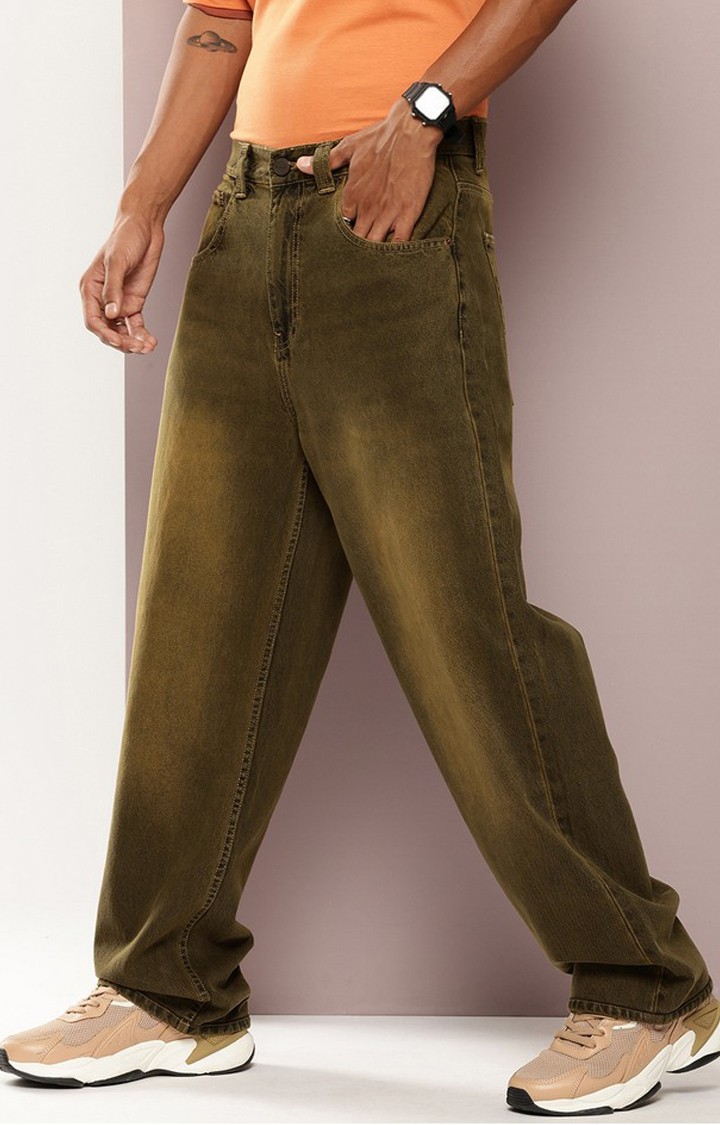 Men's Mustard Denim Baggy Fit Jeans