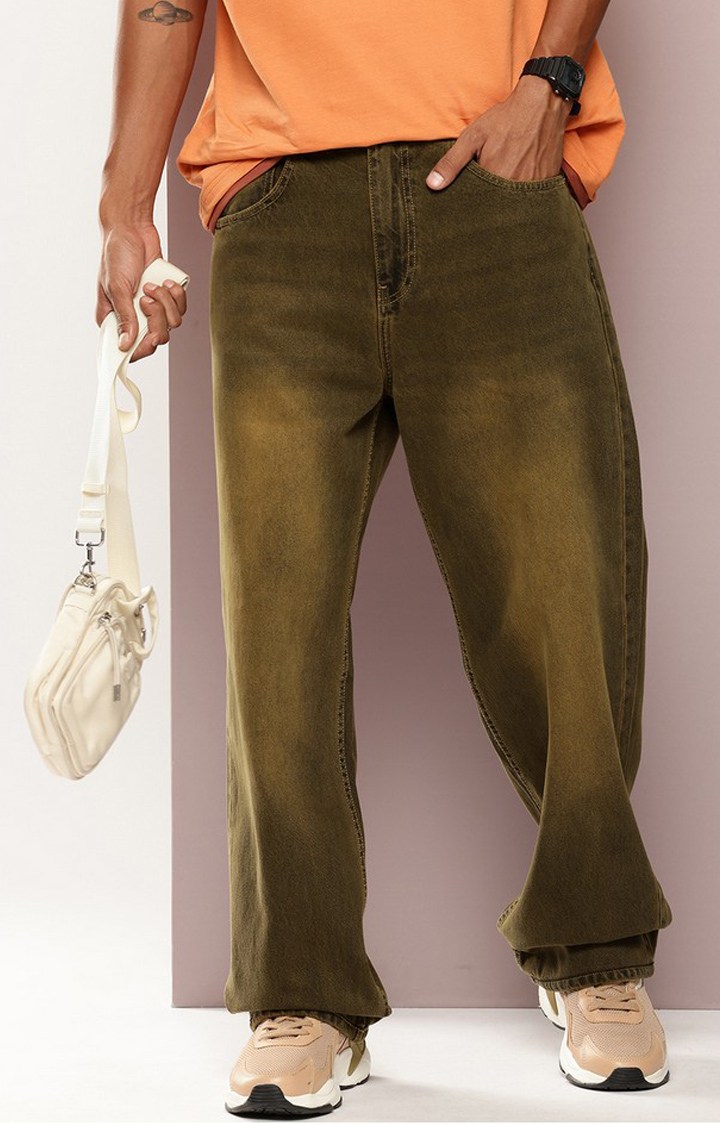 Men's Mustard Denim Baggy Fit Jeans