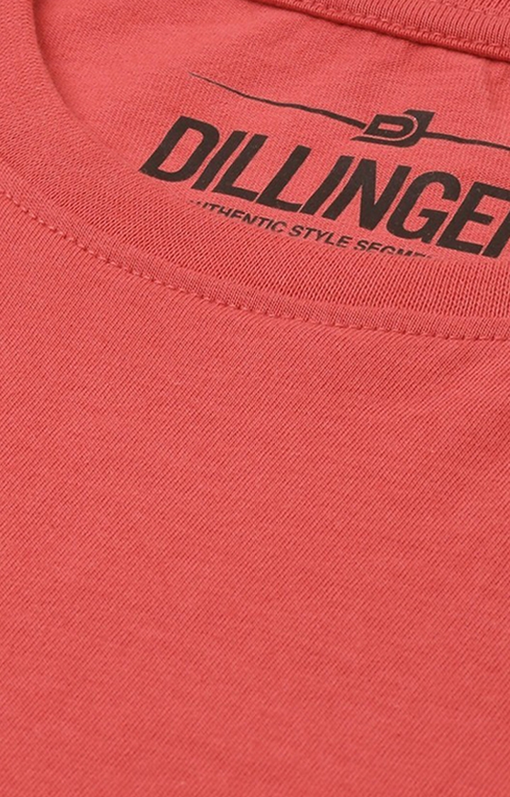 Dillinger | Men's Red Solid Regular T-Shirts 4