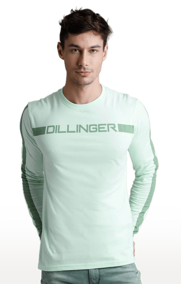 Dillinger | Men's Green Cotton Typographic Printed Regular T-Shirt 0