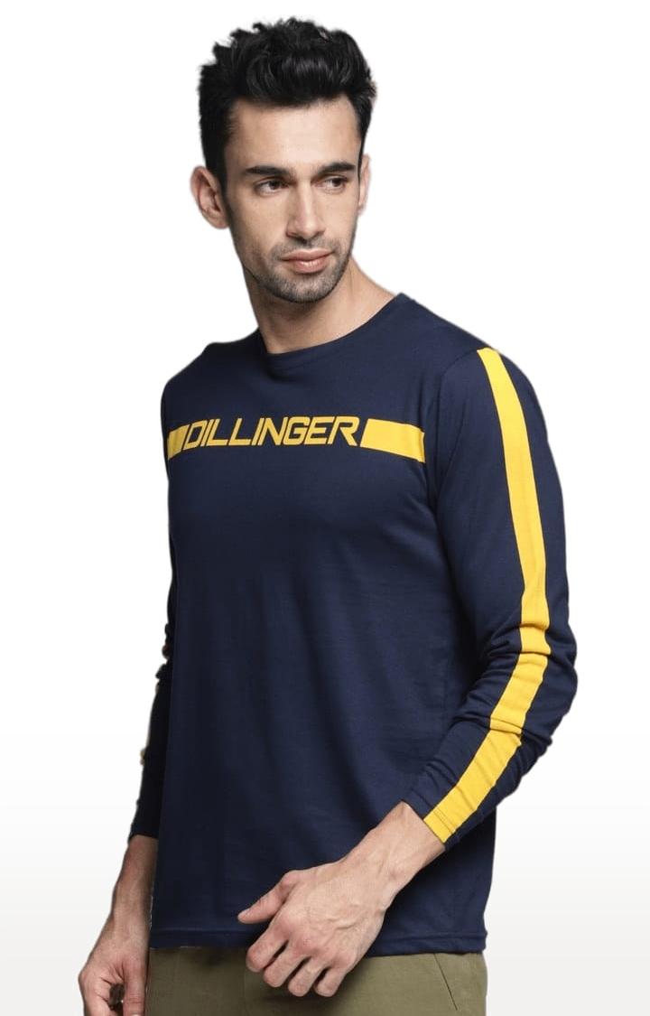 Dillinger | Men's Navy Blue Cotton Typographic Printed Regular T-Shirt 2