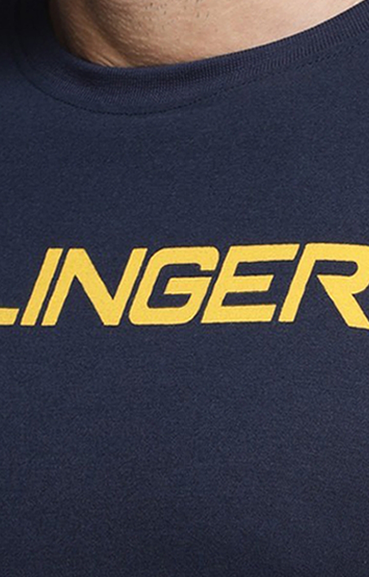 Dillinger | Men's Navy Blue Cotton Typographic Printed Regular T-Shirt 4