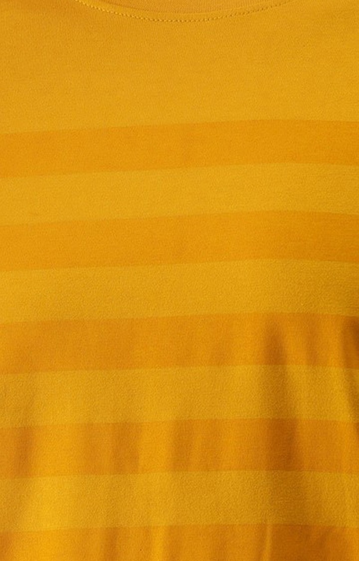 Men's Yellow Striped Regular T-Shirts