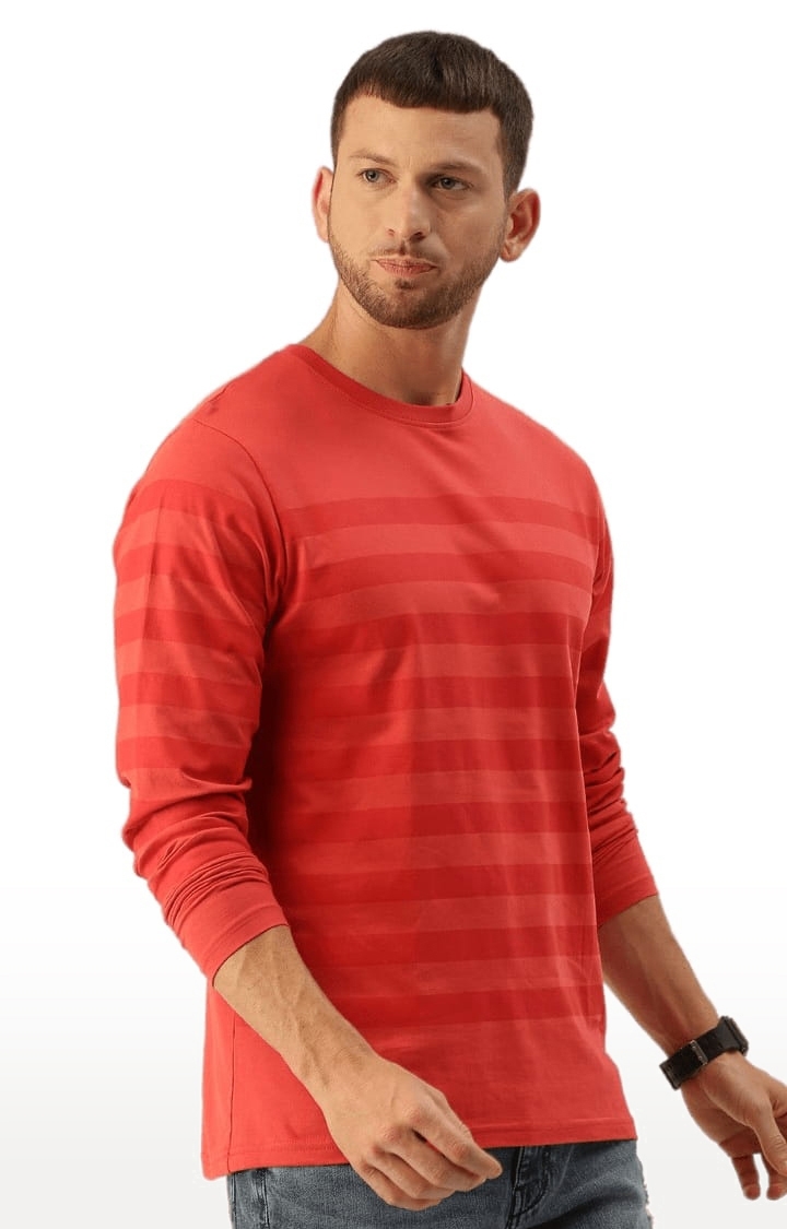 Dillinger | Men's Red Striped Regular T-Shirts 0