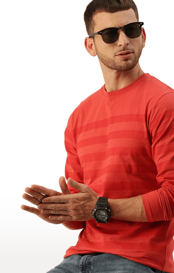 Dillinger | Men's Red Striped Regular T-Shirts 3