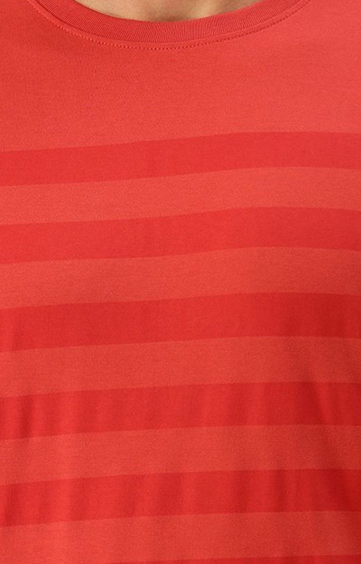 Dillinger | Men's Red Striped Regular T-Shirts 4