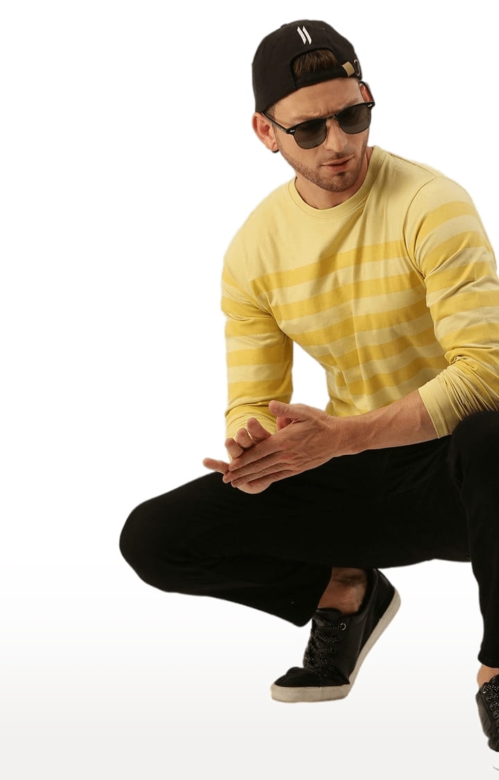 Dillinger | Men's Yellow Striped Regular T-Shirts 1
