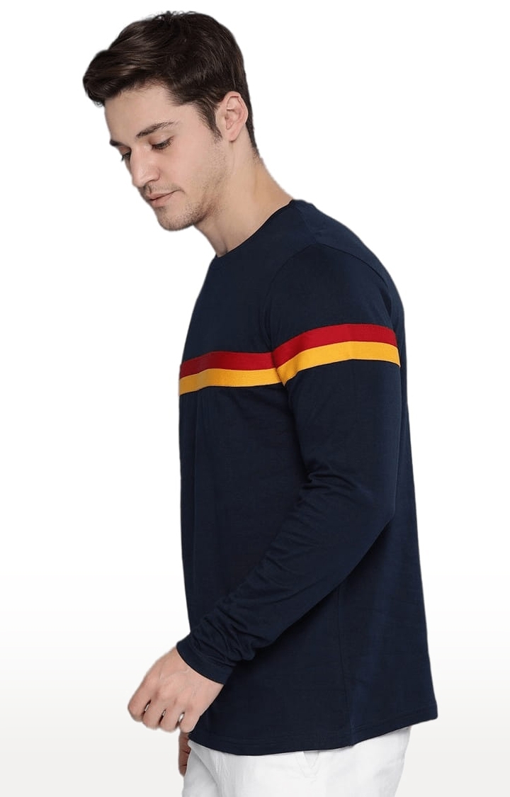 Dillinger | Men's Blue Cotton Striped Regular T-Shirt 2