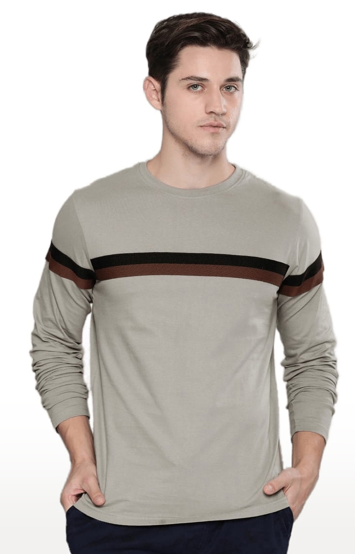 Dillinger | Men's Grey Cotton Striped Regular T-Shirt