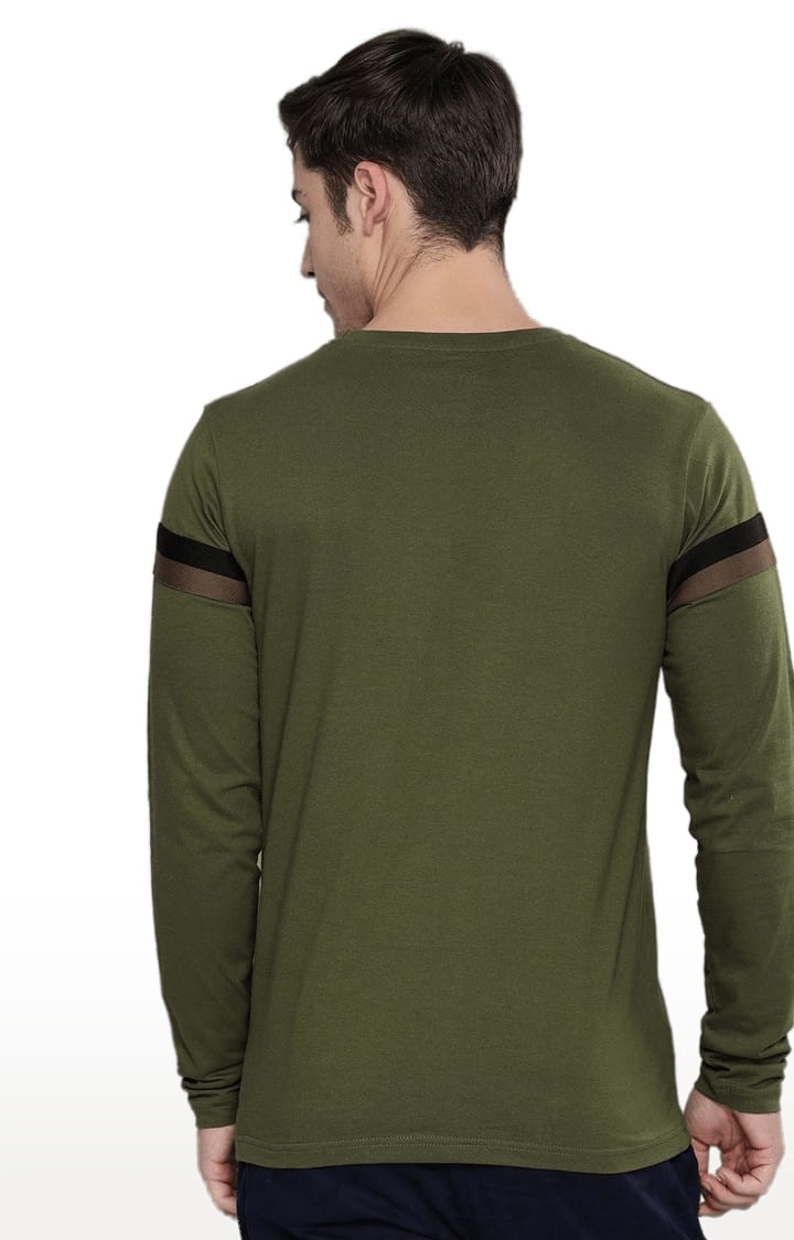 Dillinger | Men's Green Cotton Striped Regular T-Shirt 3