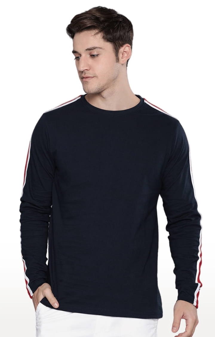 Dillinger | Men's Navy Blue Cotton Solid Regular T-Shirt