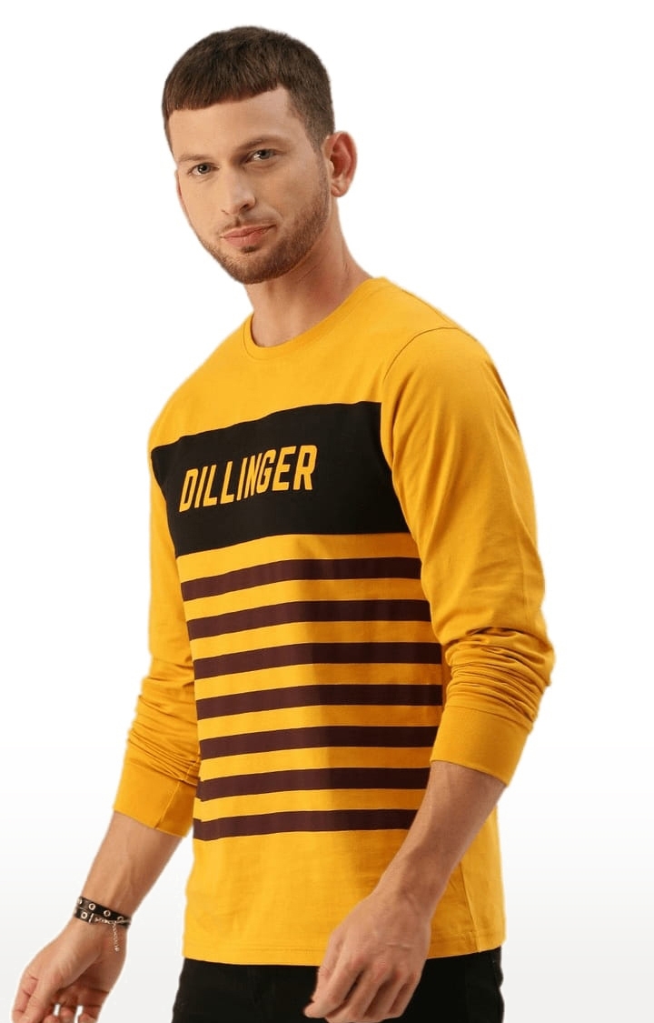 Dillinger | Men's Yellow Striped Regular T-Shirts 0