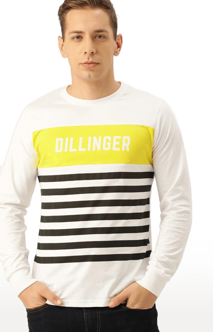 Dillinger | Men's White Striped Regular T-Shirts