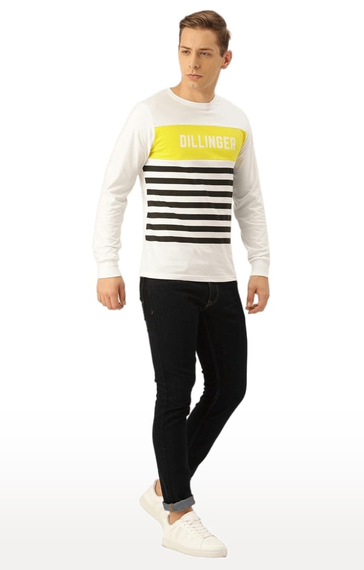Men's White Striped Regular T-Shirts