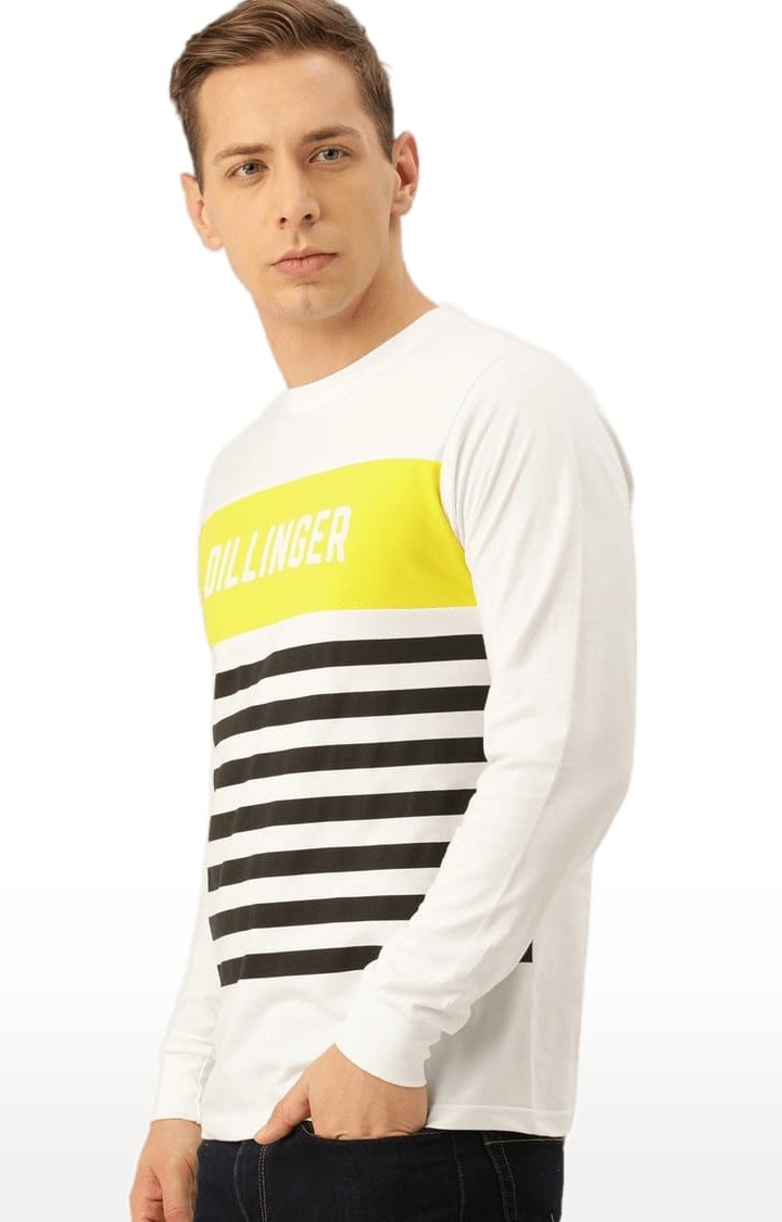 Men's White Striped Regular T-Shirts