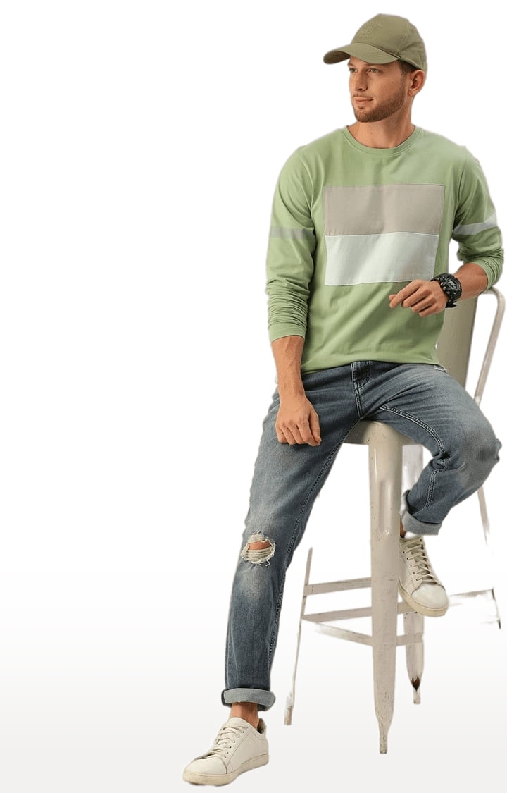 Dillinger | Men's Green Cotton Colourblock Regular T-Shirt 1