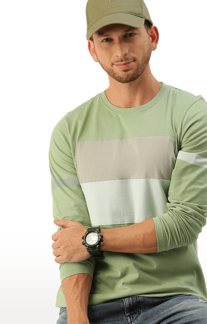 Dillinger | Men's Green Cotton Colourblock Regular T-Shirt 2