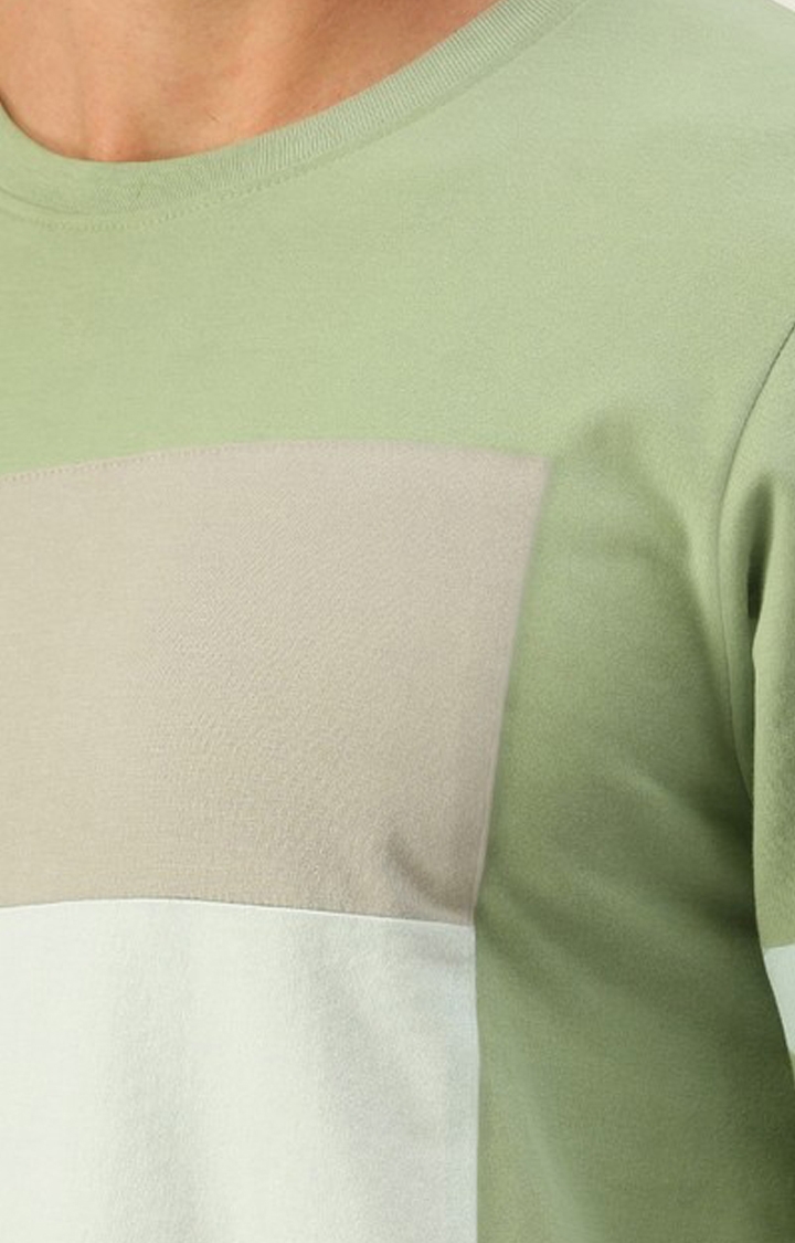 Dillinger | Men's Green Cotton Colourblock Regular T-Shirt 5