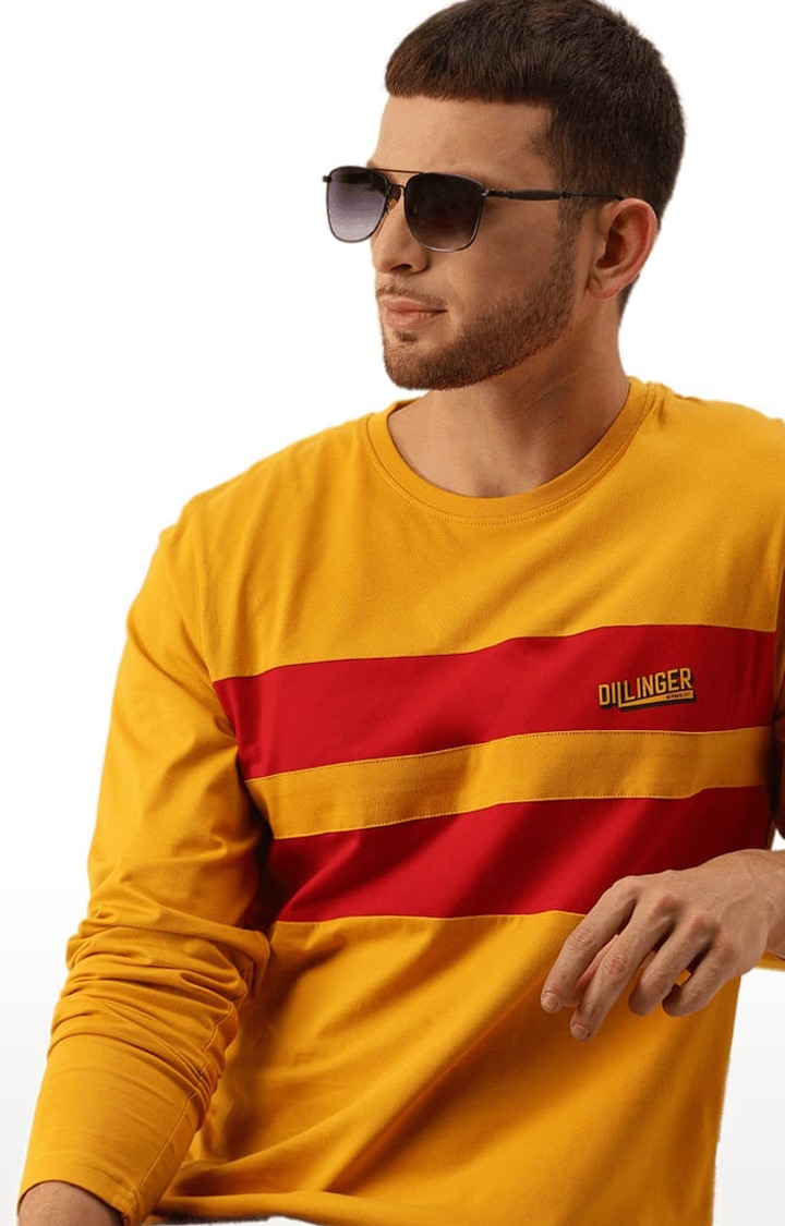 Dillinger | Men's Yellow Colourblock Regular T-Shirts 3