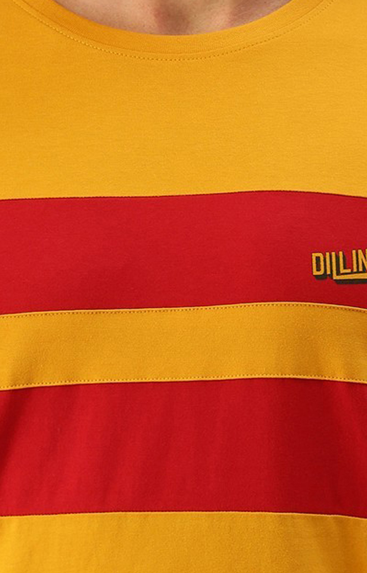 Dillinger | Men's Yellow Colourblock Regular T-Shirts 4