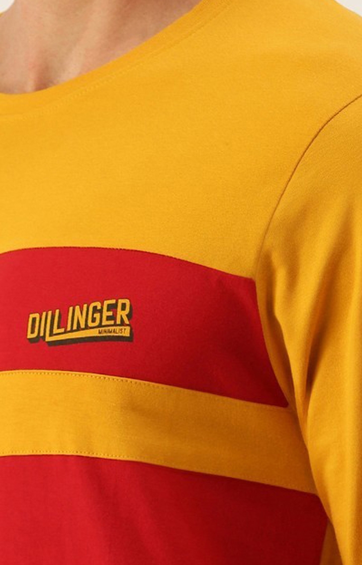 Dillinger | Men's Yellow Colourblock Regular T-Shirts 5