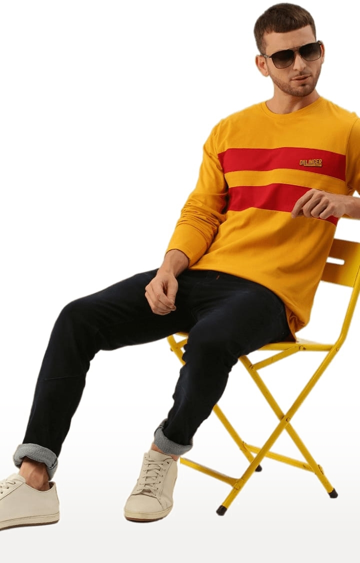 Dillinger | Men's Yellow Colourblock Regular T-Shirts 1