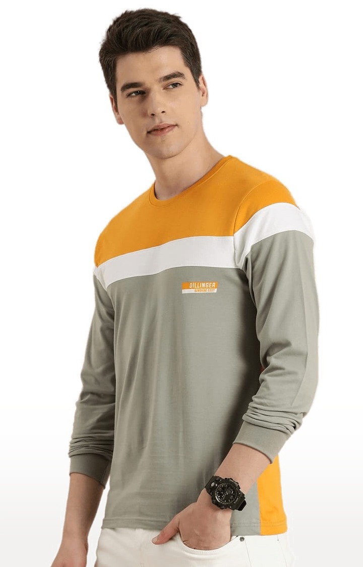 Men's Multicolour Cotton Colourblock Regular T-Shirt