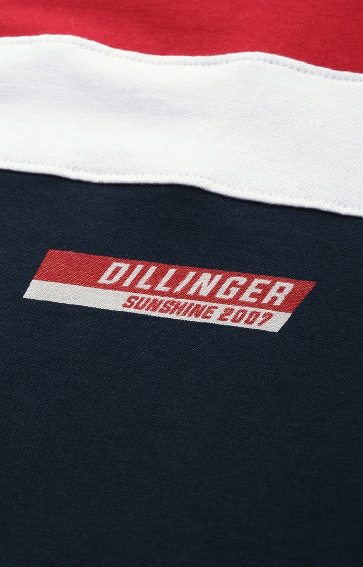 Dillinger | Men's Blue Colourblock Regular T-Shirts 4