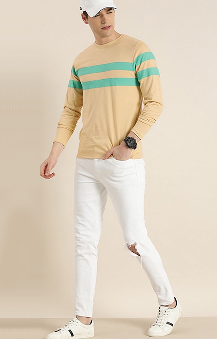 Dillinger | Men's Beige Cotton Striped Sweatshirt 1