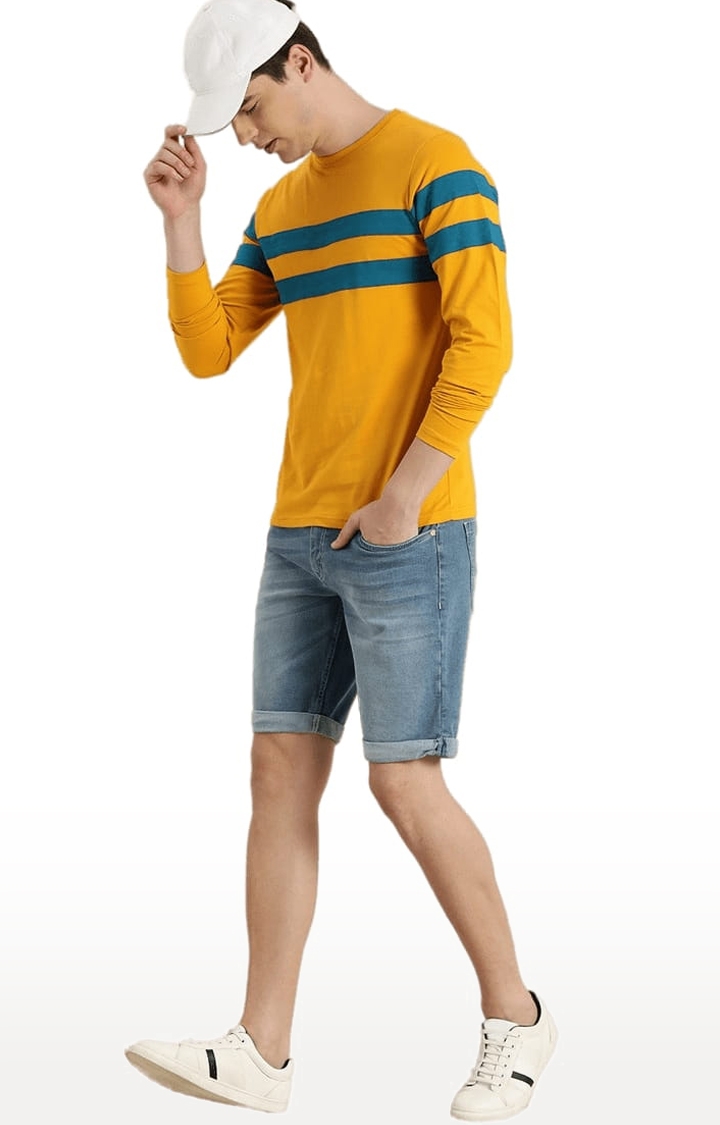 Dillinger | Men's Yellow Colourblock Regular T-Shirts 1