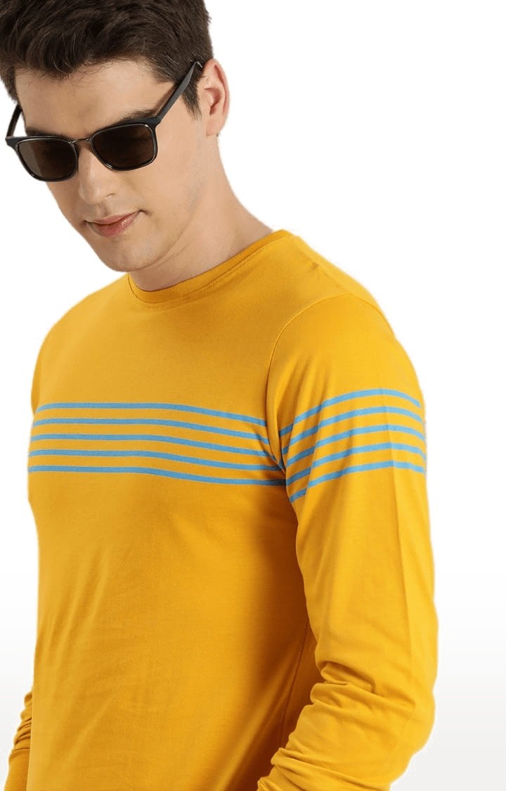 Men's Yellow Striped Regular T-Shirts