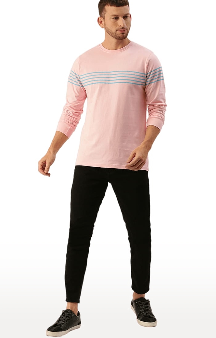 Dillinger | Men's Pink Striped Regular T-Shirts 1