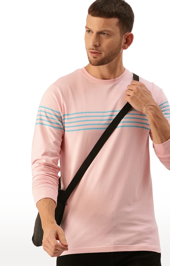 Dillinger | Men's Pink Striped Regular T-Shirts 0